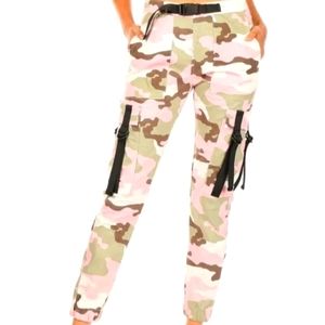Womens Cargo Camo Belt Buckle Jogger Pants by Kreamy NYC